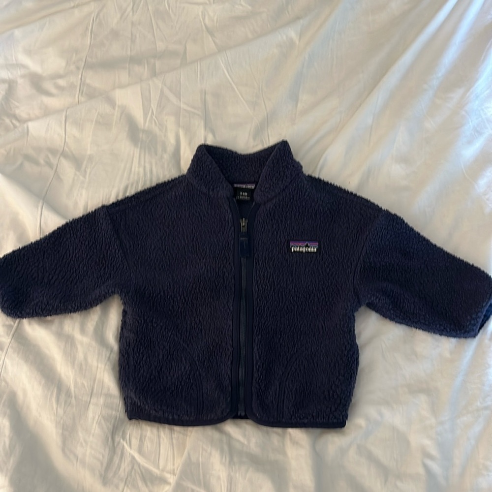 Patagonia navy blue zip fleece - infant size 3-6 months - VGUC